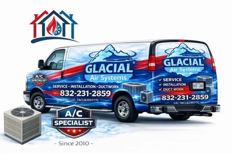 Glacial Air Systems service van providing air conditioning repair near me in Houston 77080