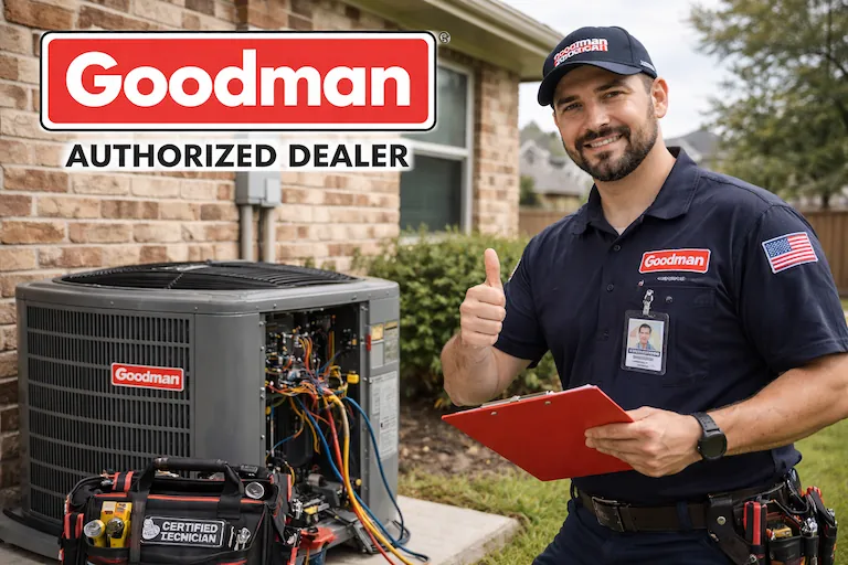 Authorized Goodman Dealer Houston providing 24 hour ac repair near me with factory parts